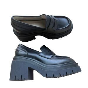 Freda Salvador Lug Heeled Loafer Black